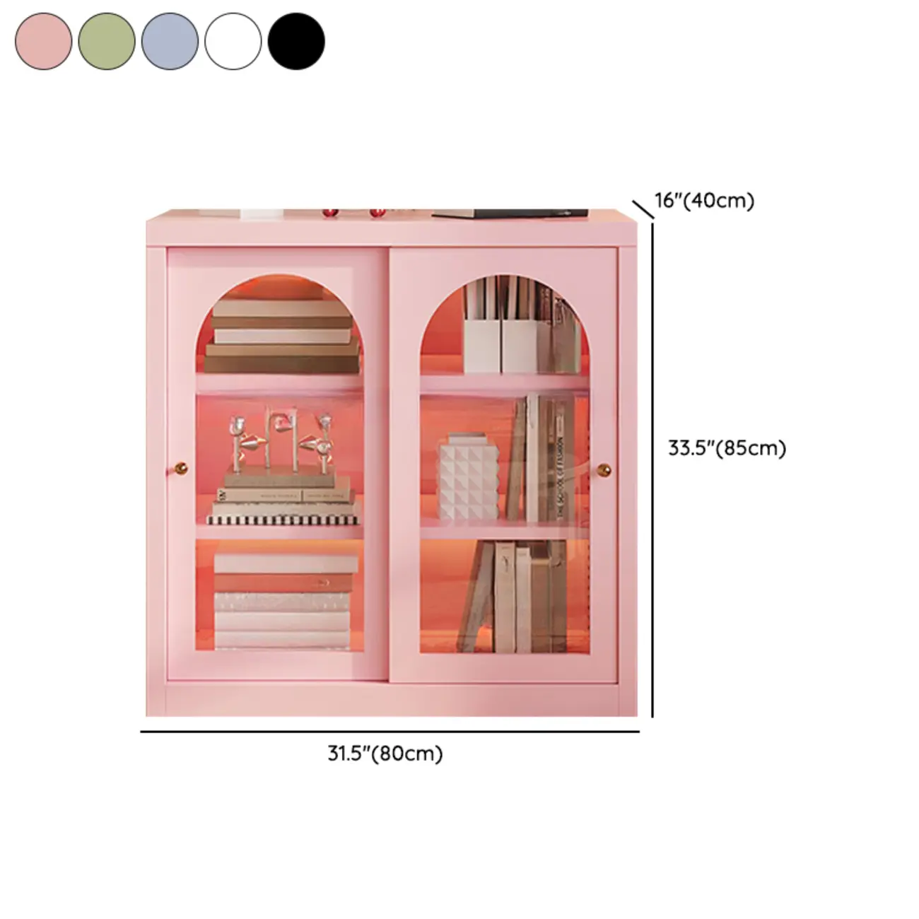 Short Modern Cabinet Arched Door Steel Bookcase Image - 34 | homeyfad