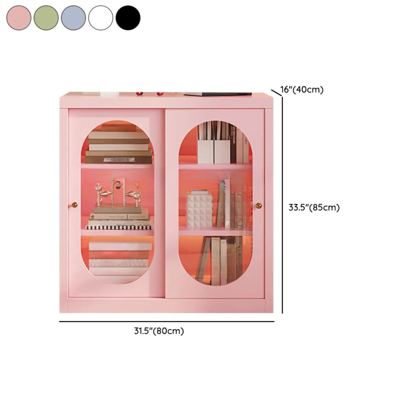 Short Modern Cabinet Arched Door Steel Bookcase Image - 35 | homeyfad