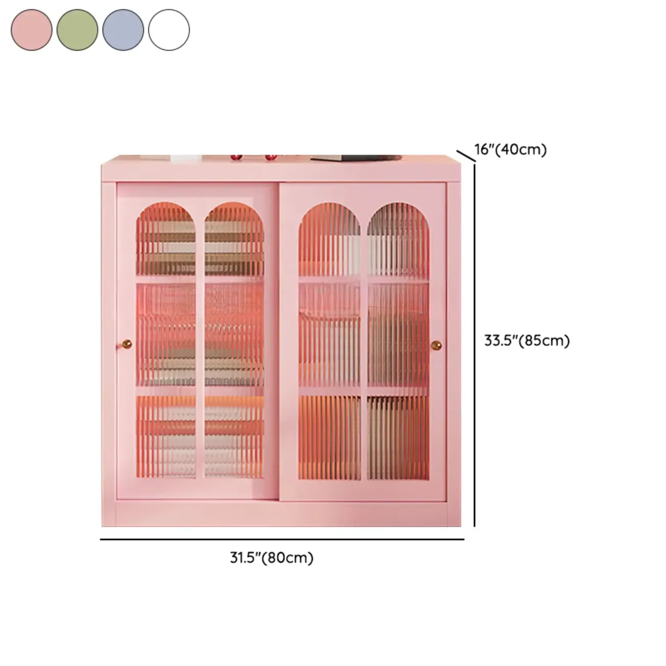 Short Modern Cabinet Arched Door Steel Bookcase Image - 36