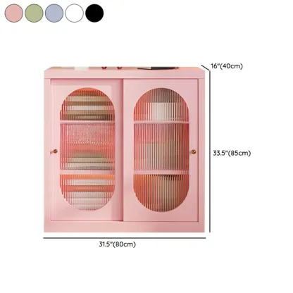 Short Modern Cabinet Arched Door Steel Bookcase Image - 38