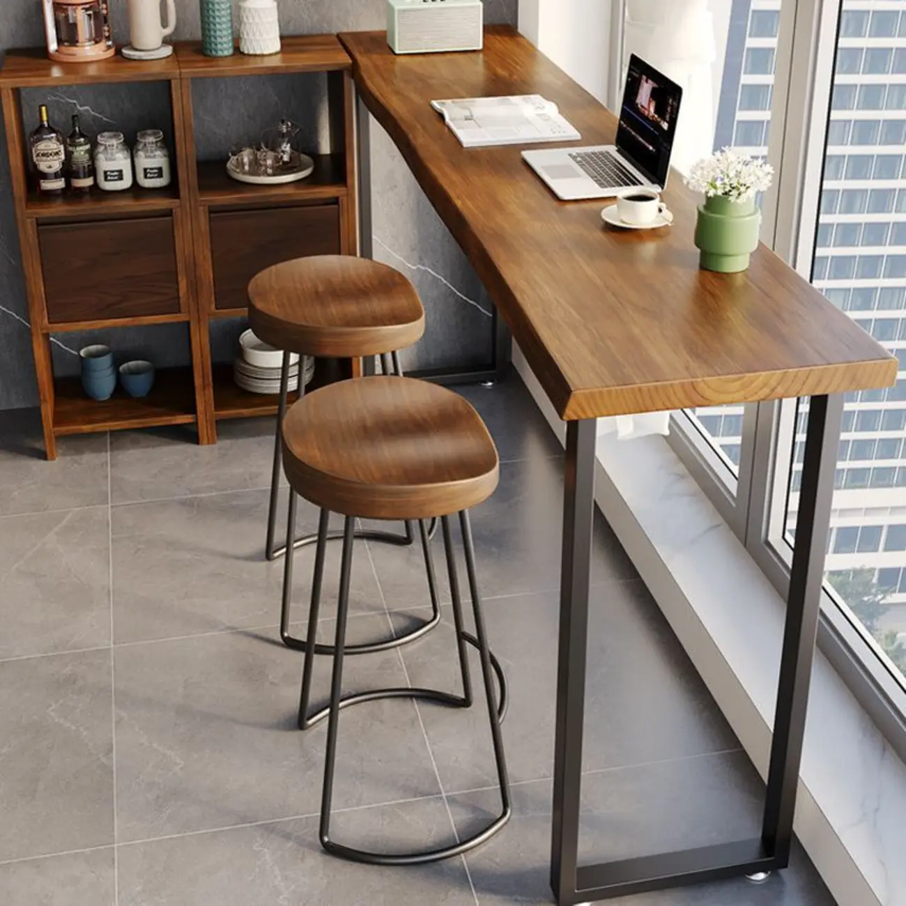 Contemporary Epoxy Wood Bistro Table with Sled Base, Multiple Lengths (72/54/48 inches), Seats 8/2, Espresso Rectangular Top Image - 4 | homeyfad