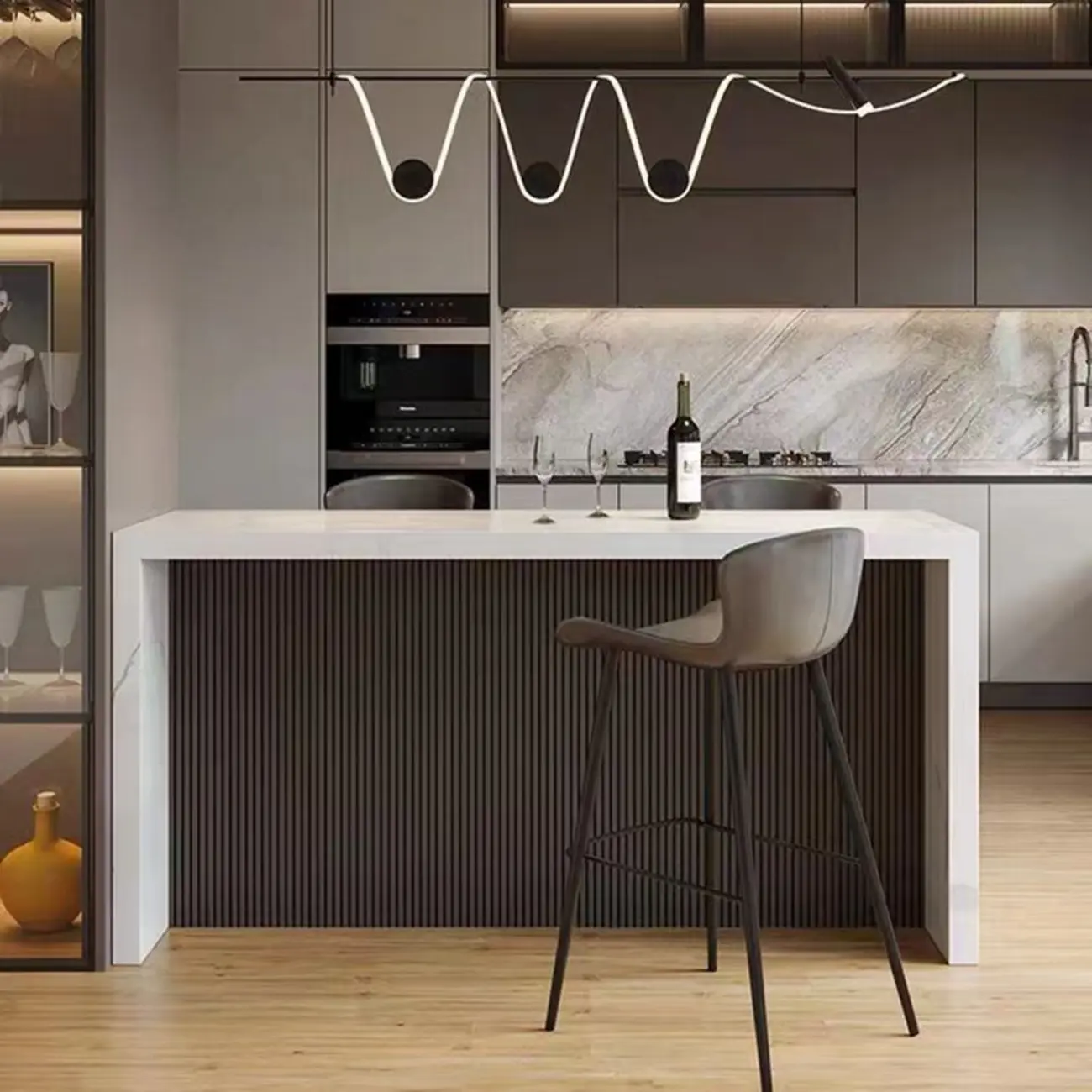 Rectangle White Marble Counter Height Bar Tables Image - 2 | homeyfad