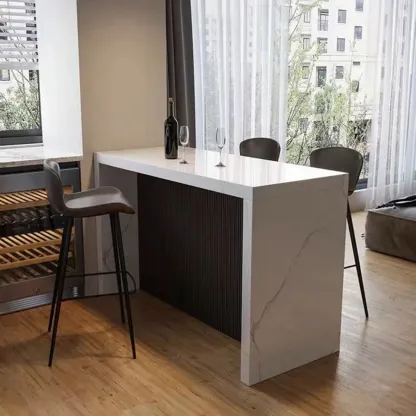 Rectangle White Marble Counter Height Bar Tables Image - 3