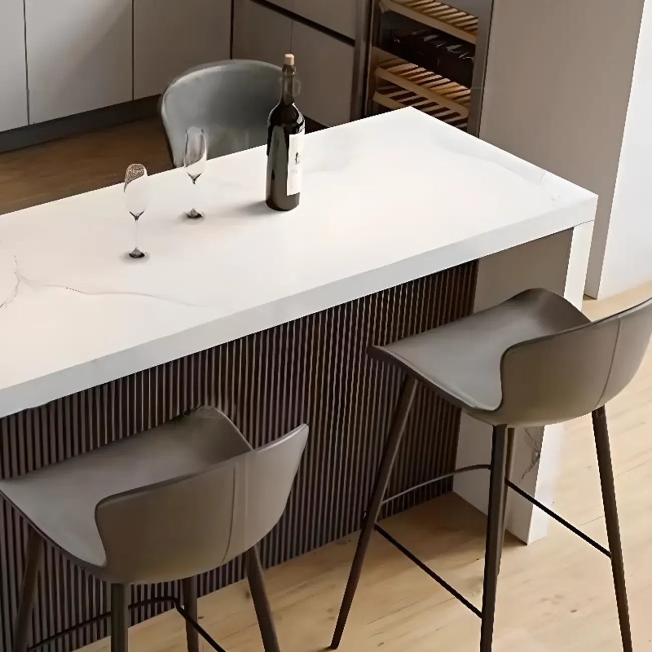 Rectangle White Marble Counter Height Bar Tables Image - 6