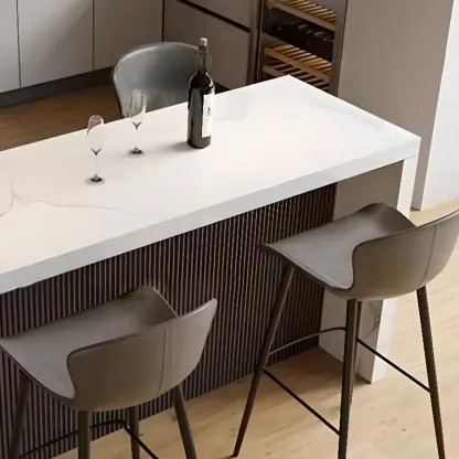 Rectangle White Marble Counter Height Bar Tables Image - 6