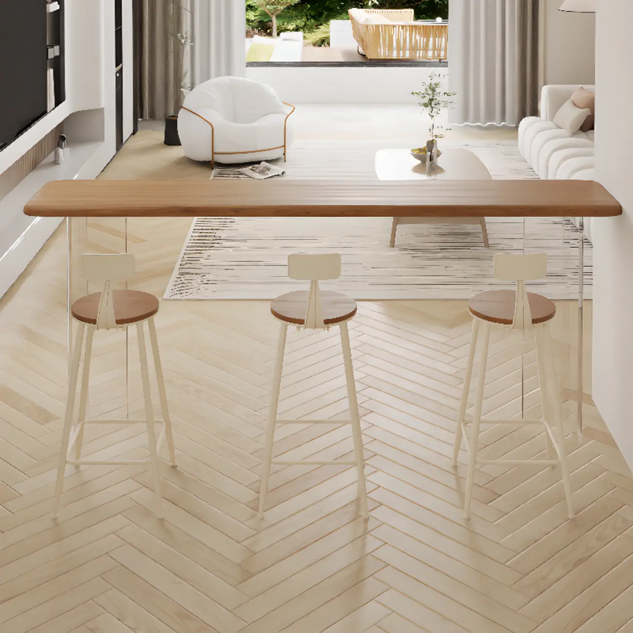 Natural Wood Bar Height Table for Modern Home Dining Image - 1 | homeyfad