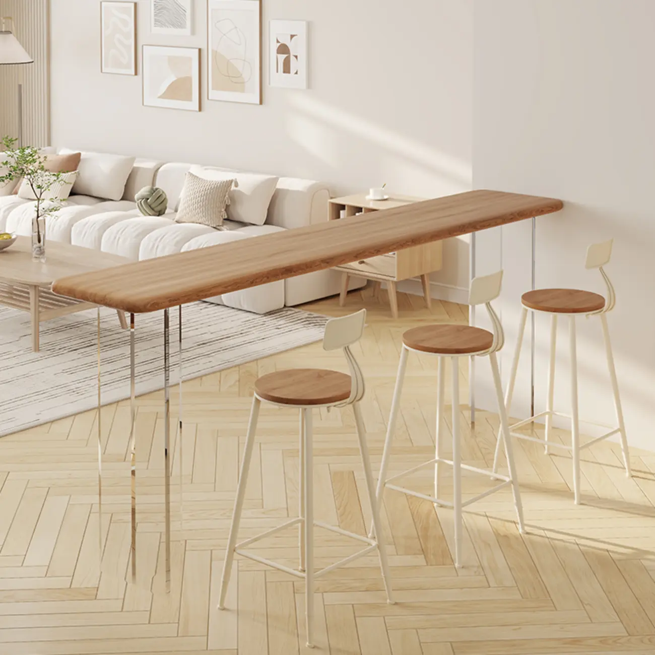Natural Wood Bar Height Table for Modern Home Dining Image - 2 | homeyfad