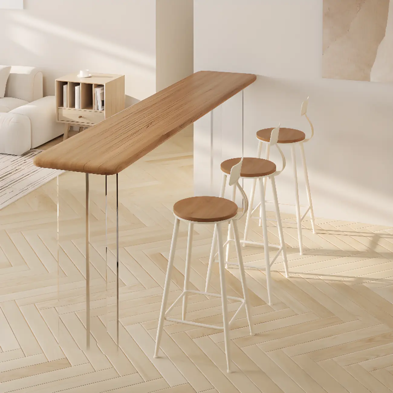 Natural Wood Bar Height Table for Modern Home Dining Image - 4 | homeyfad