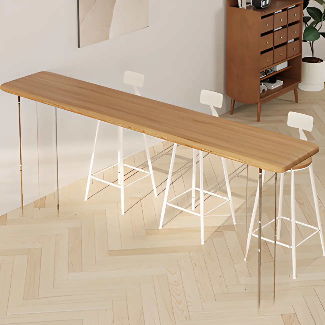 Natural Wood Bar Height Table for Modern Home Dining Image - 5 | homeyfad