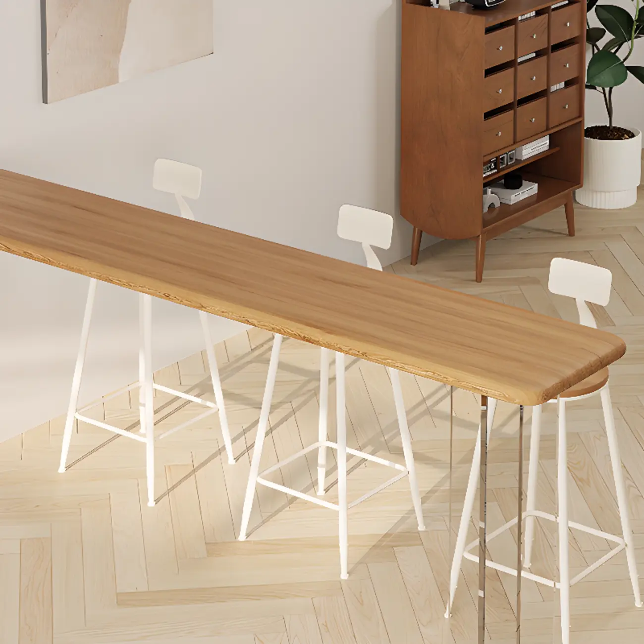 Natural Wood Bar Height Table for Modern Home Dining Image - 7 | homeyfad