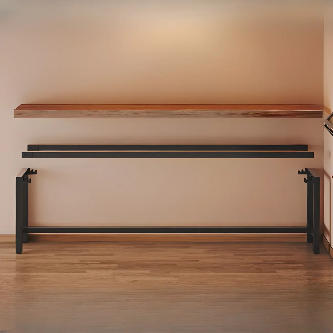 Industrial Brown Wooden Bar Table with Footrest for Home Pub Image - 6 | homeyfad