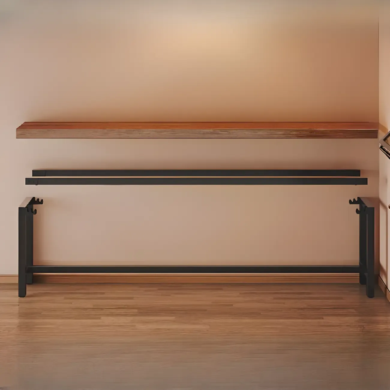 Industrial Brown Wooden Bar Table with Footrest for Home Pub Image - 6