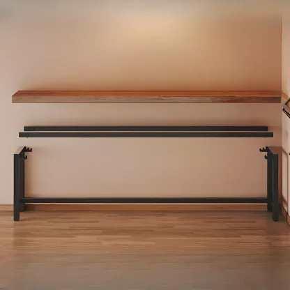 Industrial Brown Wooden Bar Table with Footrest for Home Pub Image - 6