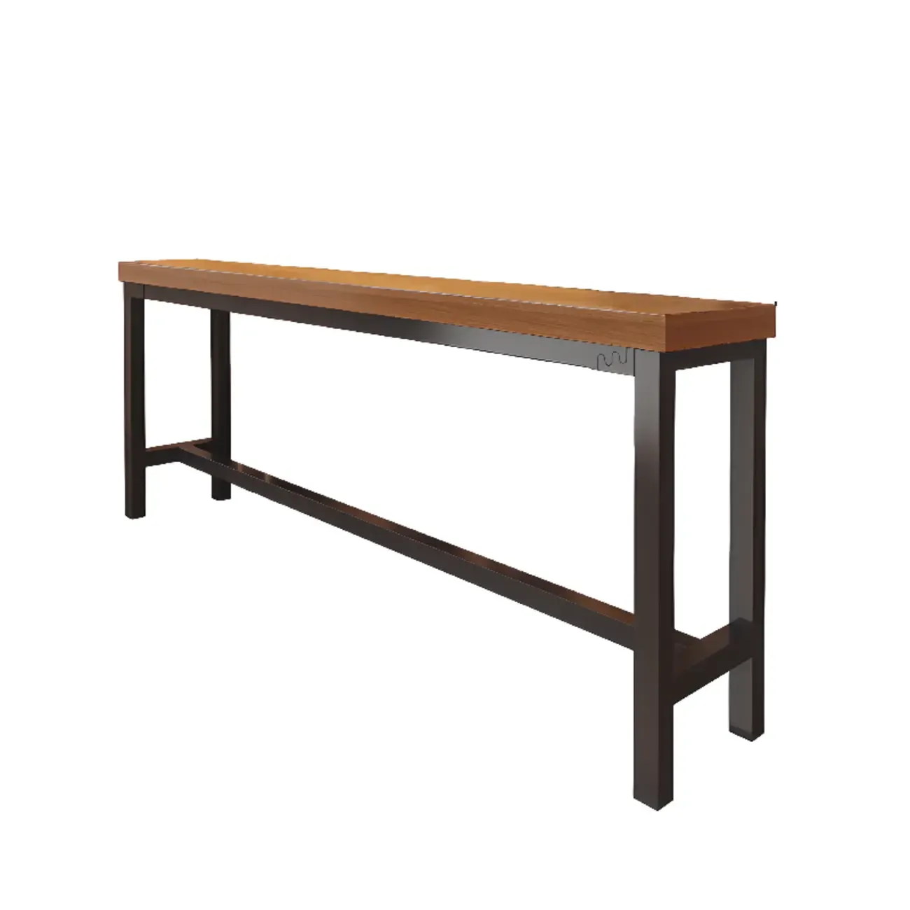 Industrial Brown Wooden Bar Table with Footrest for Home Pub Image - 10