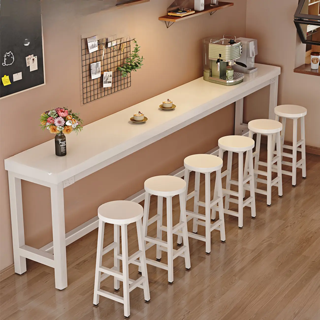 Industrial Brown Wooden Bar Table with Footrest for Home Pub Image - 11 | homeyfad