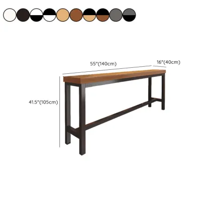 Industrial Brown Wooden Bar Table with Footrest for Home Pub Image - 18