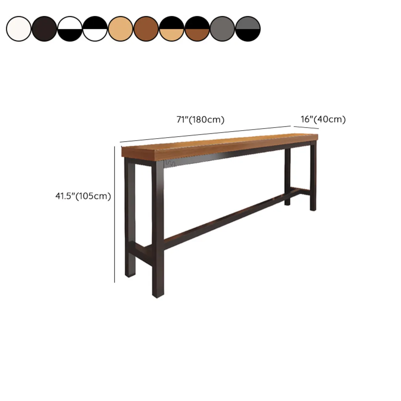 Industrial Brown Wooden Bar Table with Footrest for Home Pub Image - 21 | homeyfad