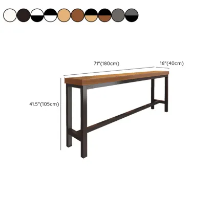 Industrial Brown Wooden Bar Table with Footrest for Home Pub Image - 21