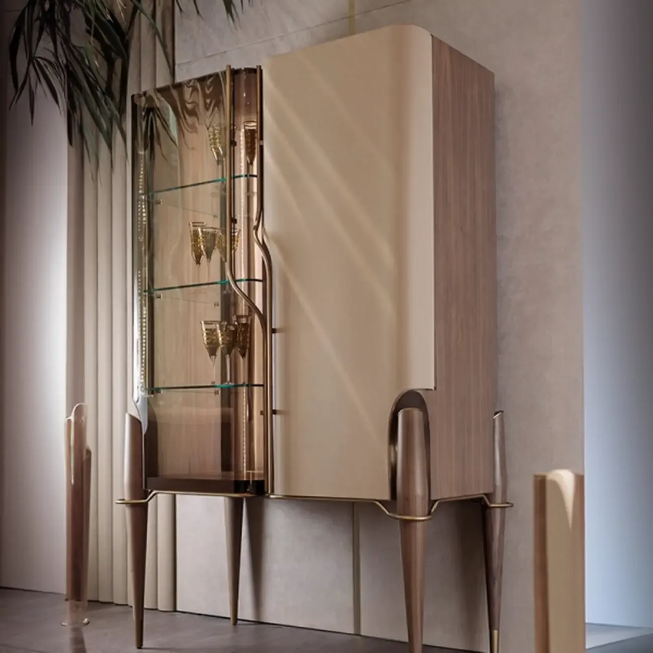 Elegant Wooden Glass Display Cabinet for Collectibles Image - 1