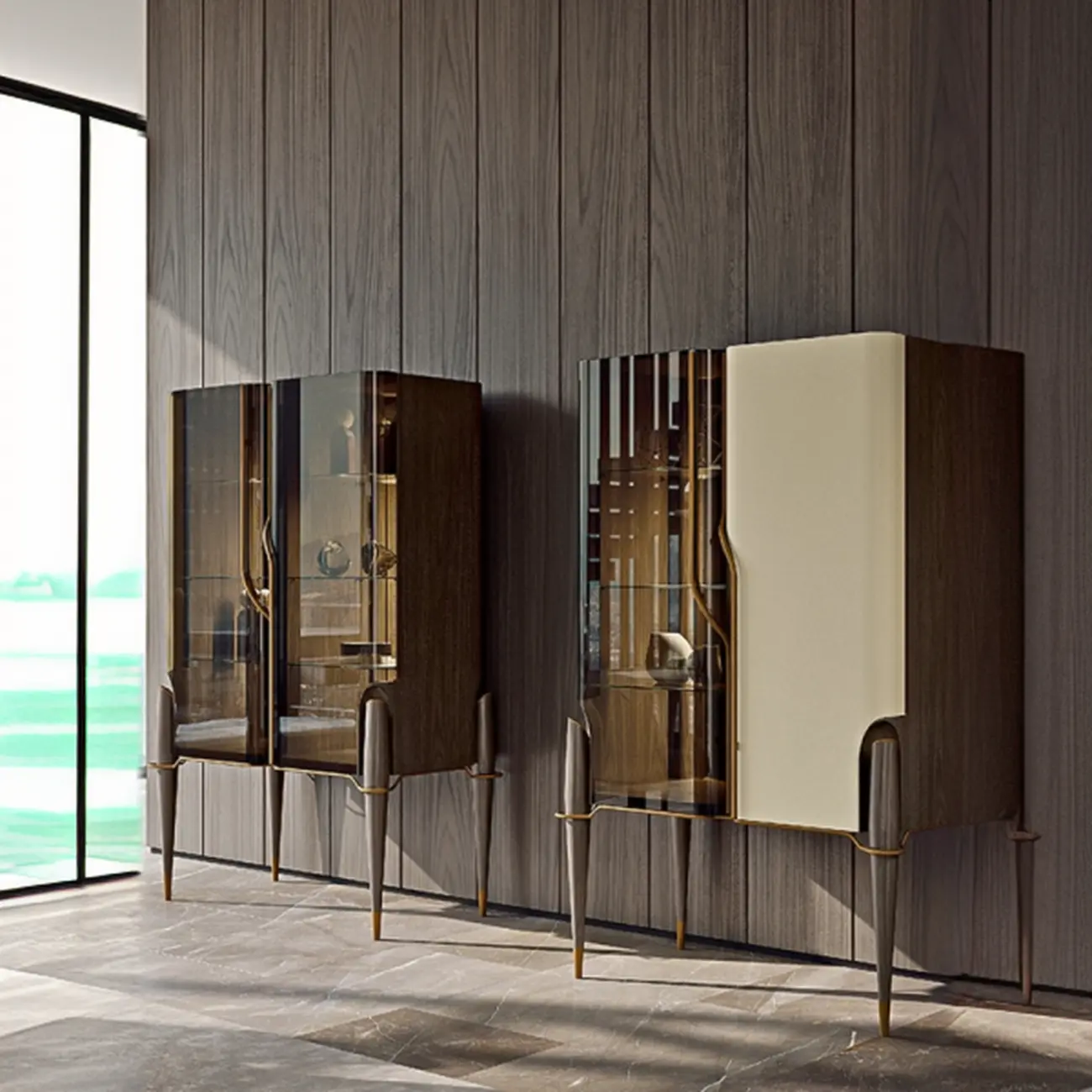 Elegant Wooden Glass Display Cabinet for Collectibles Image - 2 | homeyfad