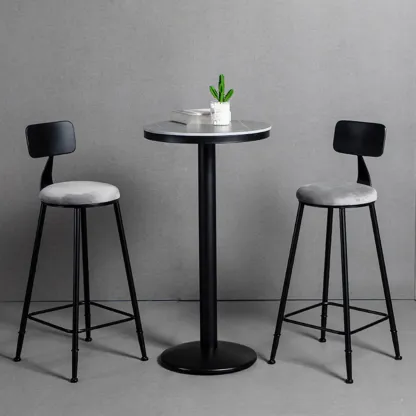 Industrial Grey Circular Stone Bar Height Table for 2 Seats Image - 1