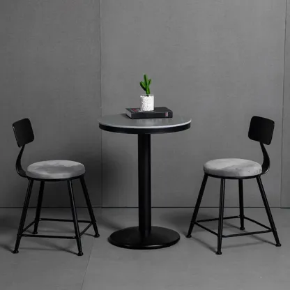 Industrial Grey Circular Stone Bar Height Table for 2 Seats Image - 4