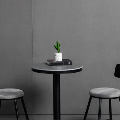 Industrial Grey Circular Stone Bar Height Table for 2 Seats Image - 9