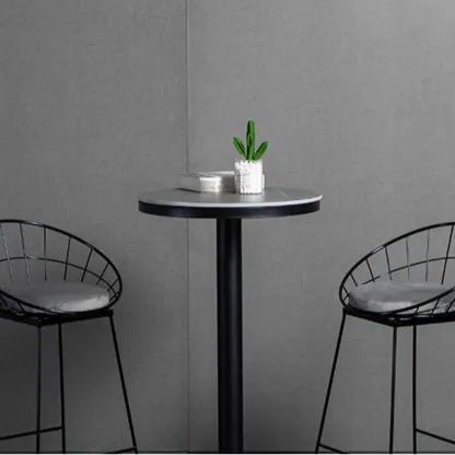 Industrial Grey Circular Stone Bar Height Table for 2 Seats Image - 11