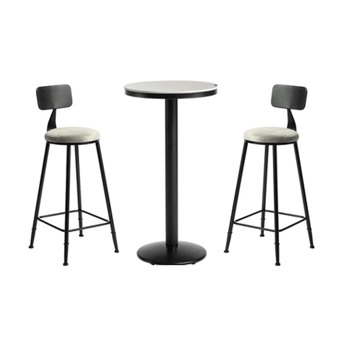 Industrial Grey Circular Stone Bar Height Table for 2 Seats Image - 13 | homeyfad