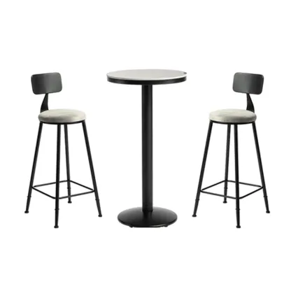 Industrial Grey Circular Stone Bar Height Table for 2 Seats Image - 13