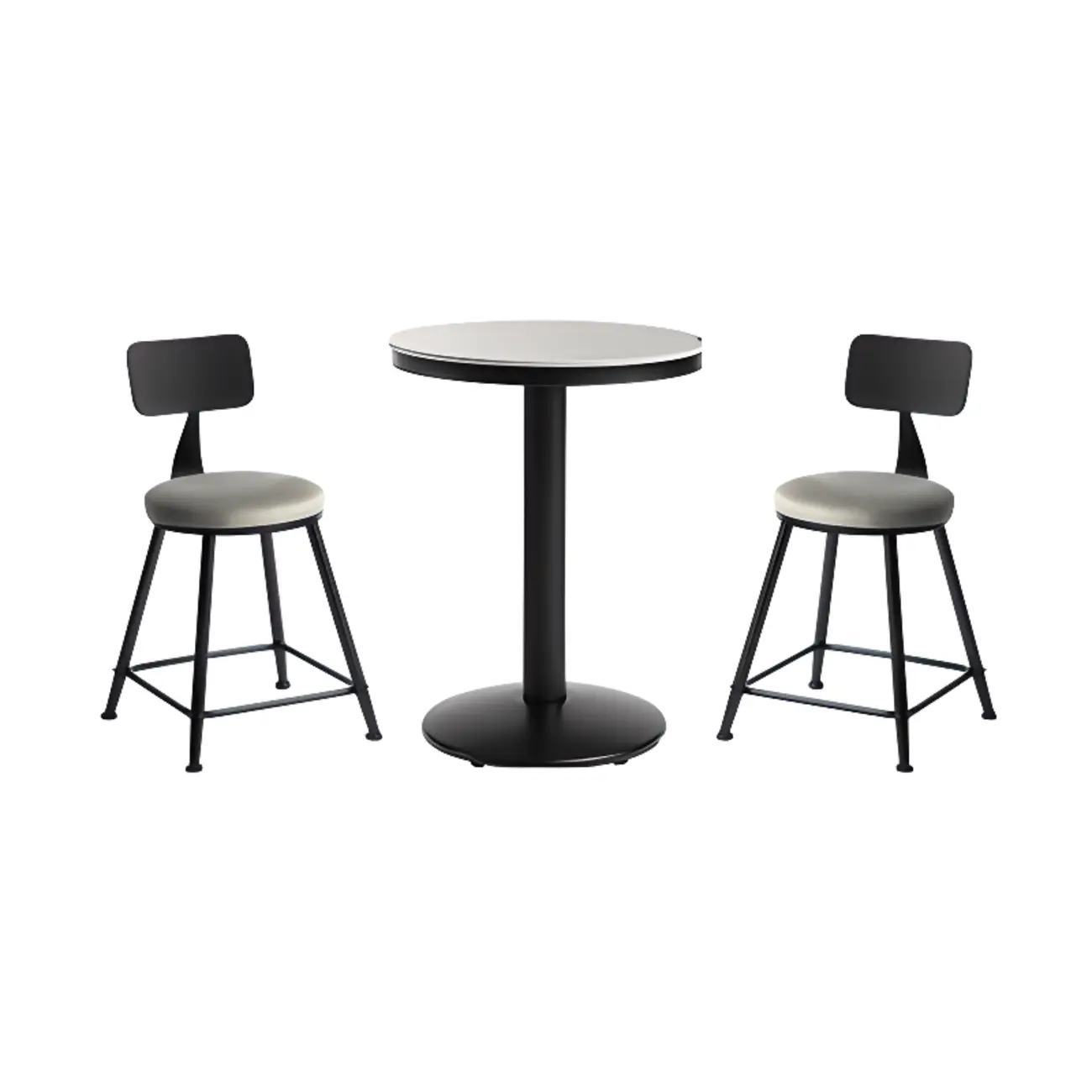 Industrial Grey Circular Stone Bar Height Table for 2 Seats Image - 14 | homeyfad
