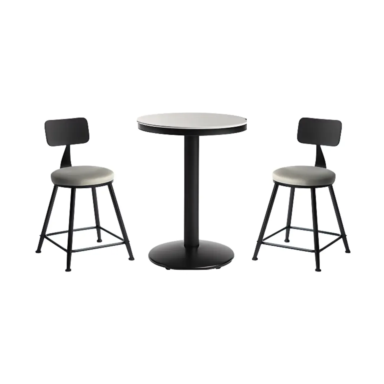 Industrial Grey Circular Stone Bar Height Table for 2 Seats Image - 14