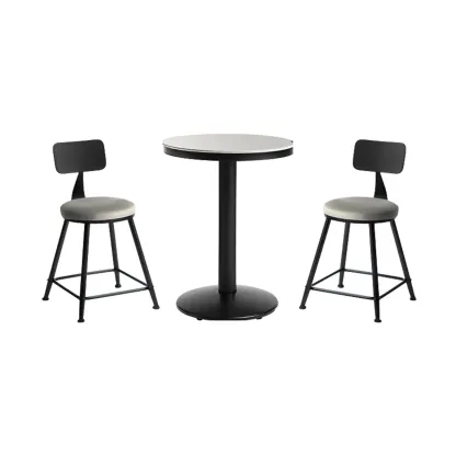 Industrial Grey Circular Stone Bar Height Table for 2 Seats Image - 14