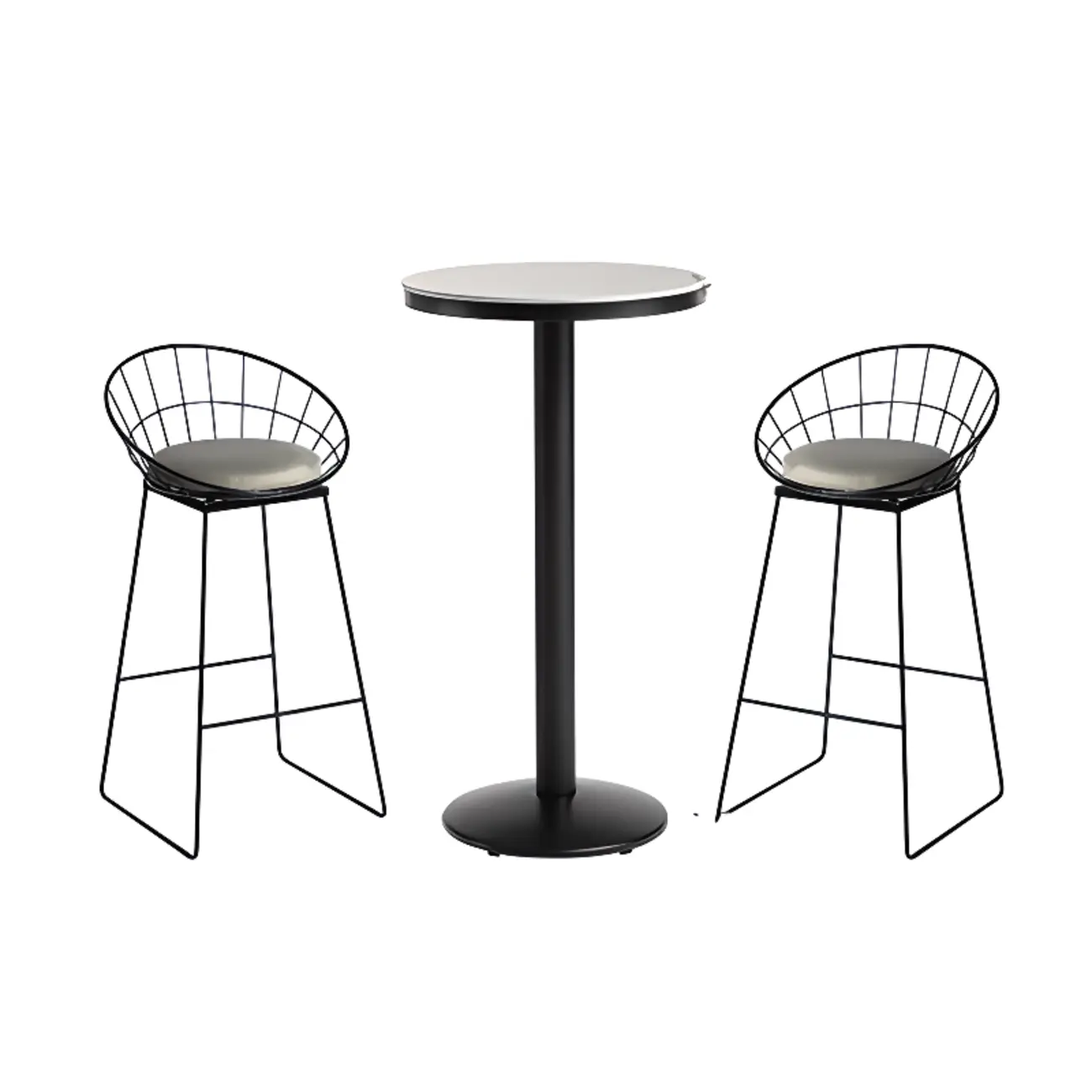 Industrial Grey Circular Stone Bar Height Table for 2 Seats Image - 15 | homeyfad