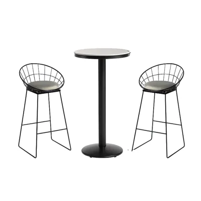 Industrial Grey Circular Stone Bar Height Table for 2 Seats Image - 15