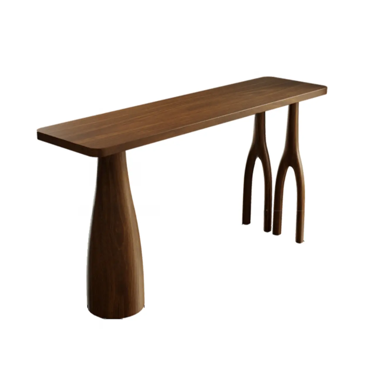 Art Deco Brown Wooden Counter Height Bar Table for Living Room Image - 5 | homeyfad