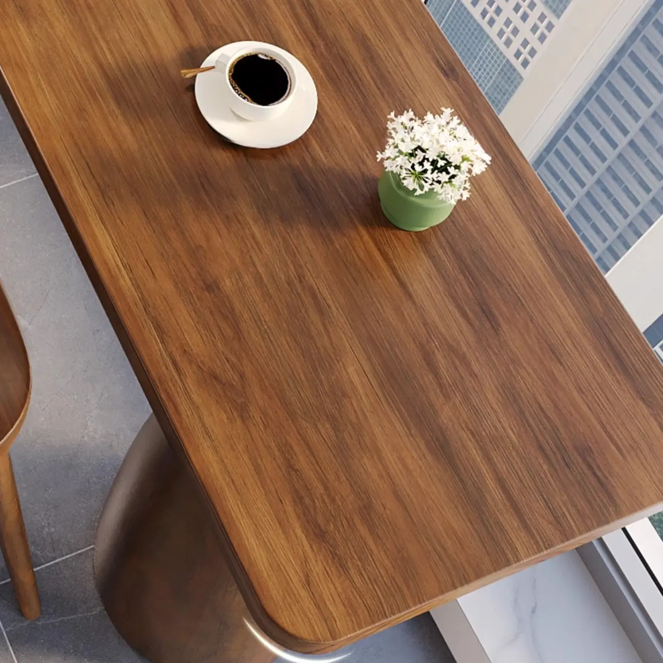 Art Deco Brown Wooden Counter Height Bar Table for Living Room Image - 7 | homeyfad