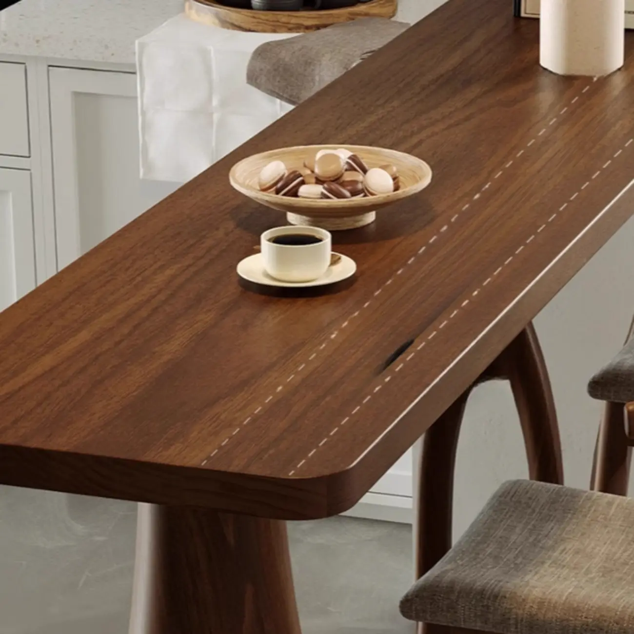 Art Deco Brown Wooden Counter Height Bar Table for Living Room Image - 8 | homeyfad