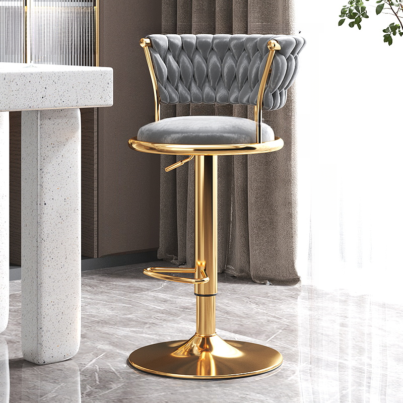 Luxurious Round Adjustable Swivel Bar Stools with Back