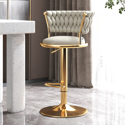 Luxurious Round Adjustable Swivel Bar Stools with Back