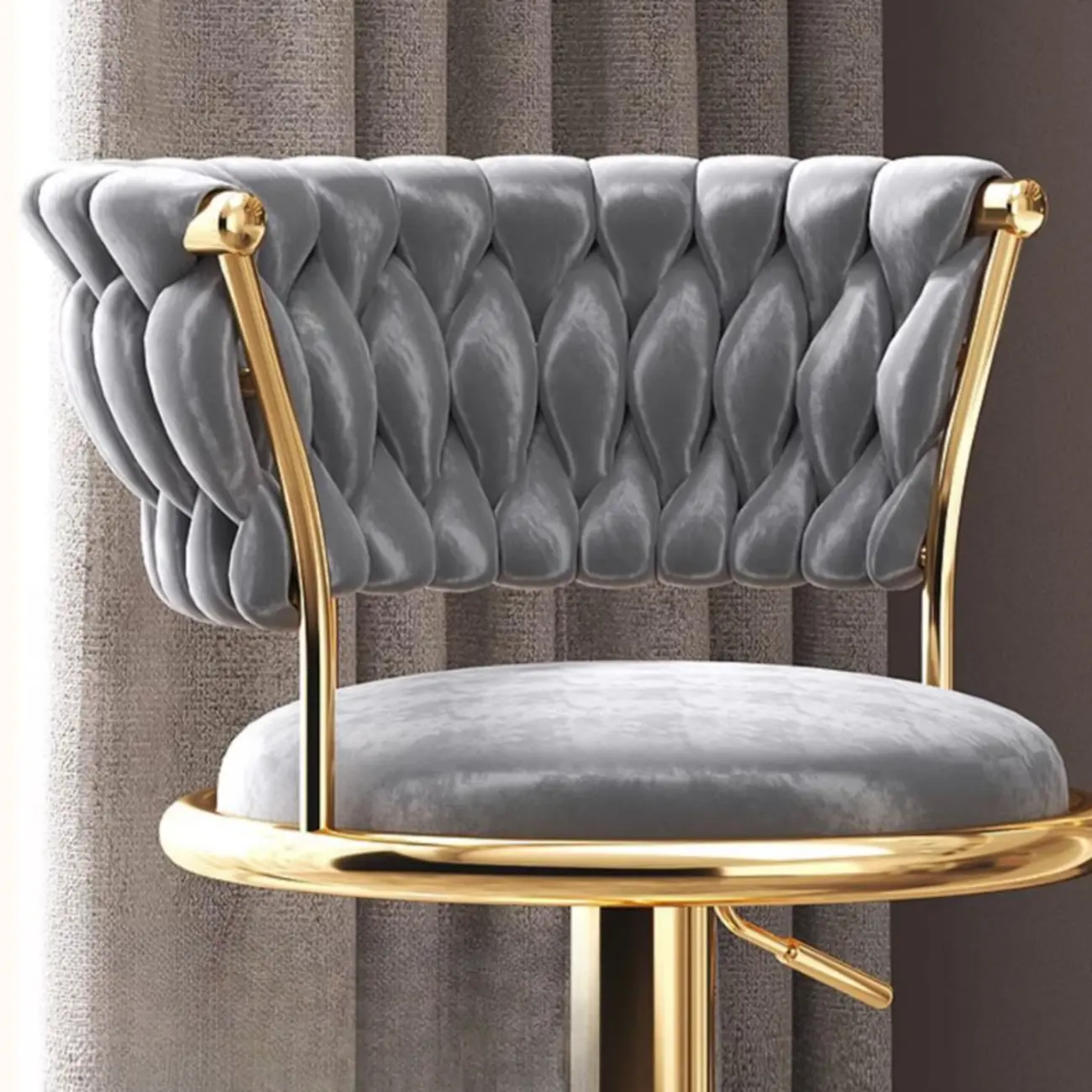 Luxurious Metal Adjustable Swivel Bar Stools with Cushioned Image - 10 | homeyfad