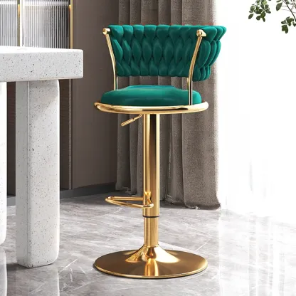 Luxurious Metal Adjustable Swivel Bar Stools with Cushioned Image - 5