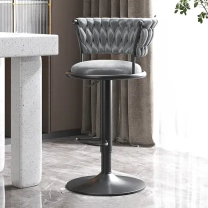 Luxurious Metal Adjustable Swivel Bar Stools with Cushioned Image - 16