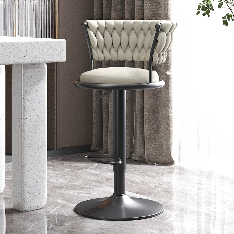 Luxurious Round Adjustable Swivel Bar Stools with Back