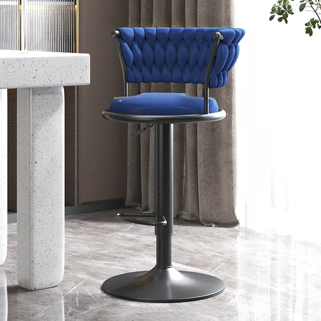 Luxurious Metal Adjustable Swivel Bar Stools with Cushioned Image - 19