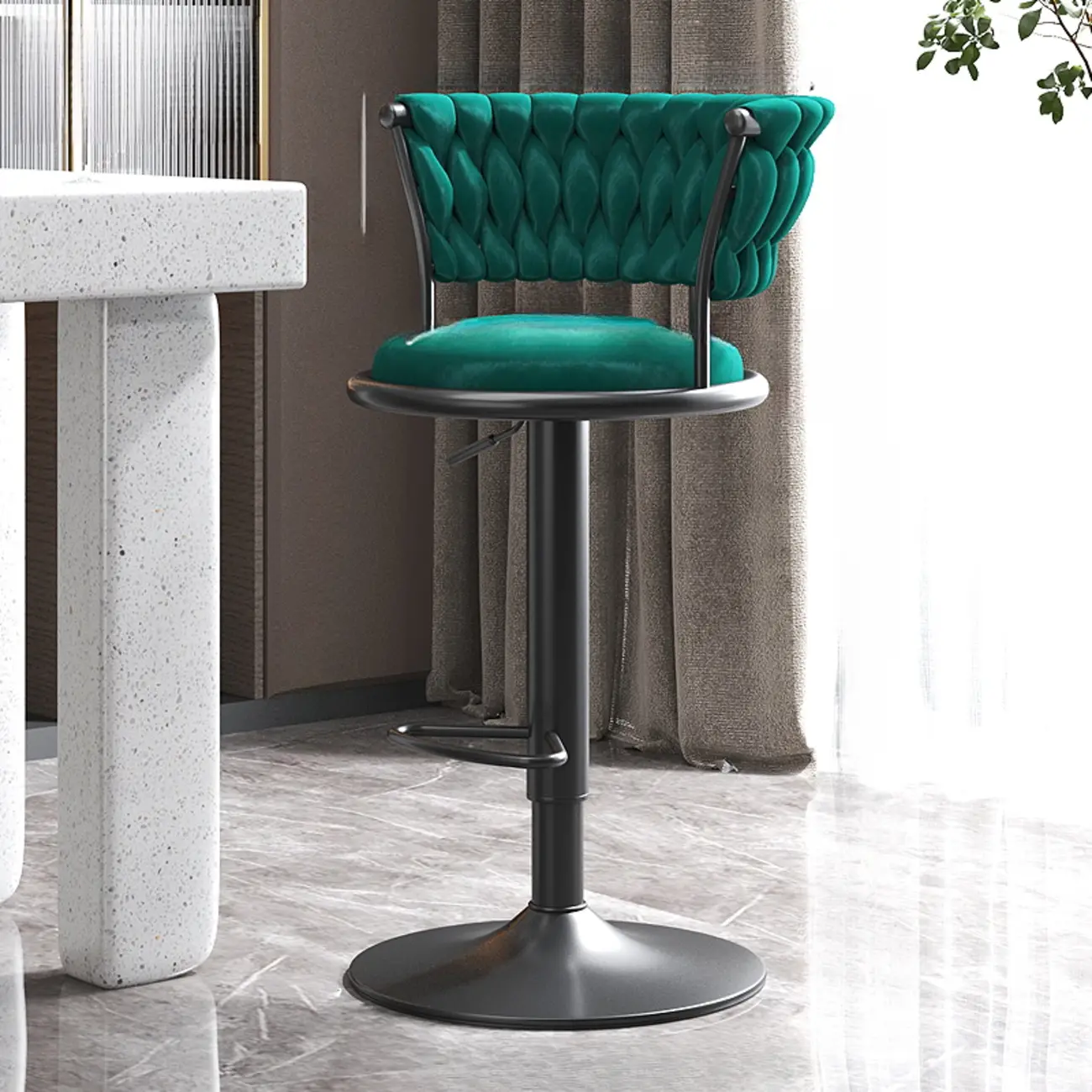 Luxurious Metal Adjustable Swivel Bar Stools with Cushioned Image - 20 | homeyfad