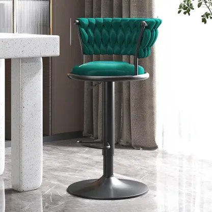 Luxurious Metal Adjustable Swivel Bar Stools with Cushioned Image - 20