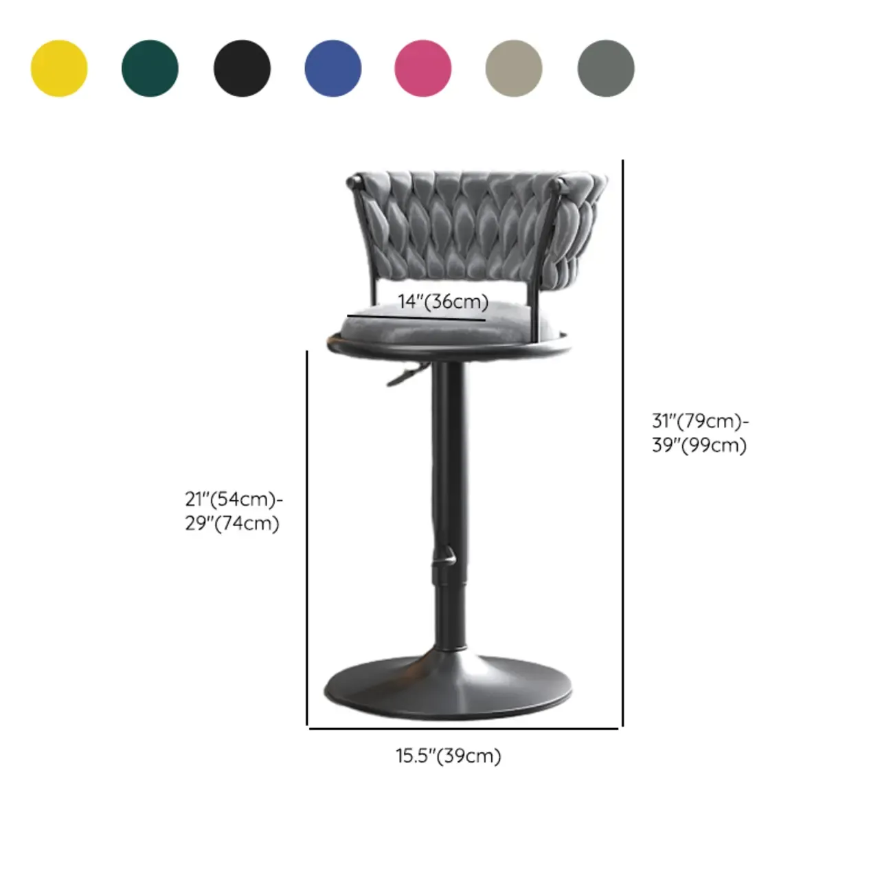 Luxurious Metal Adjustable Swivel Bar Stools with Cushioned Image - 24