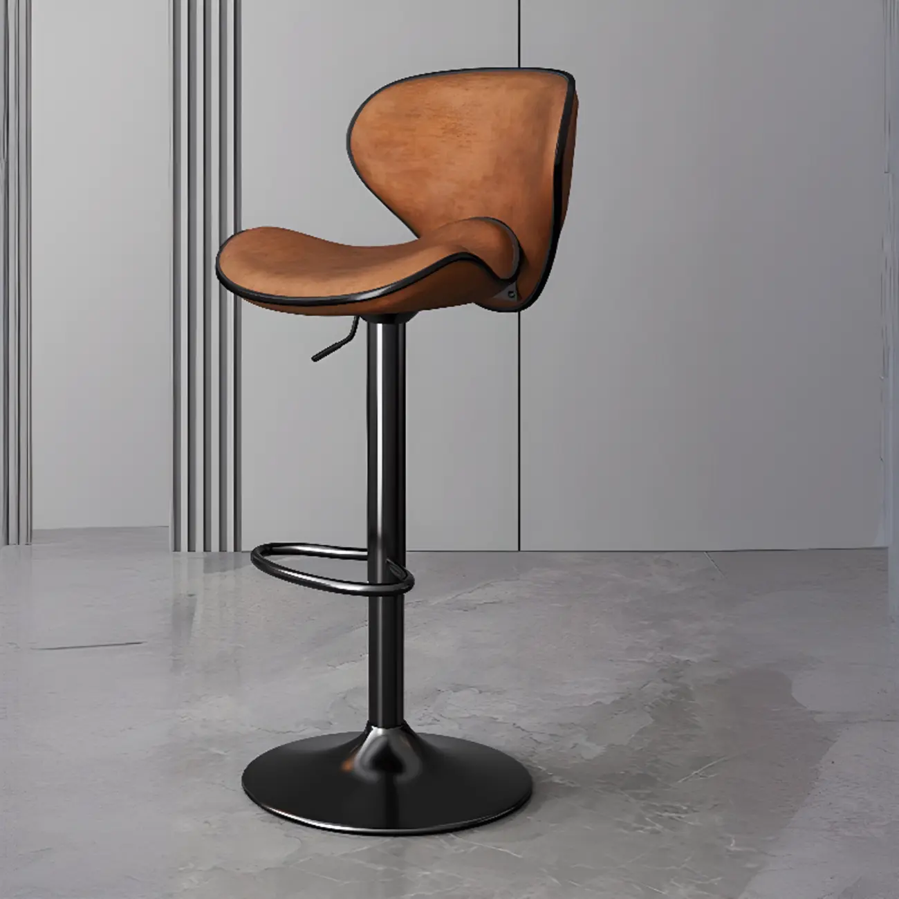 Modern Leather Saddle Adjustable Swivel Bar Stools Image - 2 | homeyfad