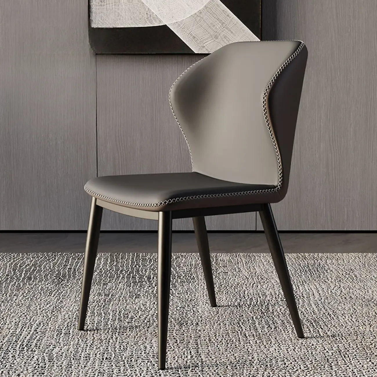 Scandinavian Faux Leather Wingback Dining Chairs Image - 3 | homeyfad